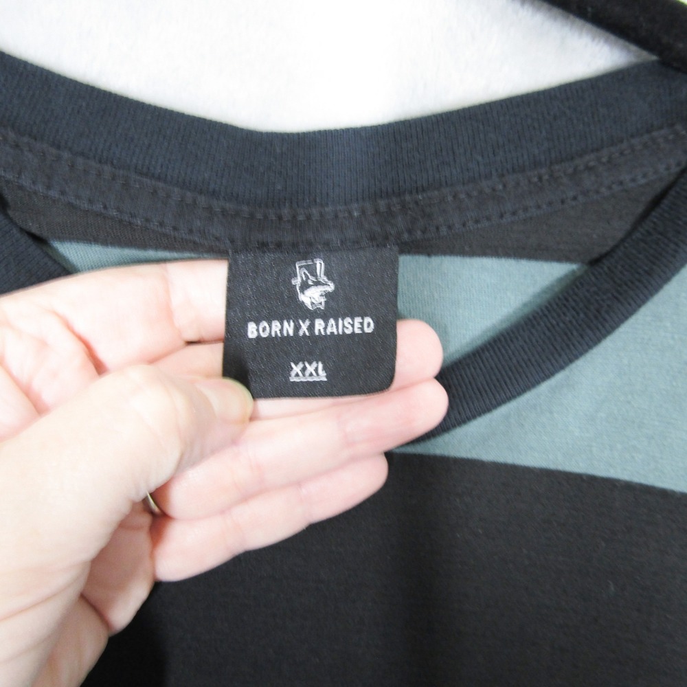 Born X Raised Los Angeles Striped T-Shirt Mens XXL Black Teal Short Sleeve Tee - Picture 4 of 8